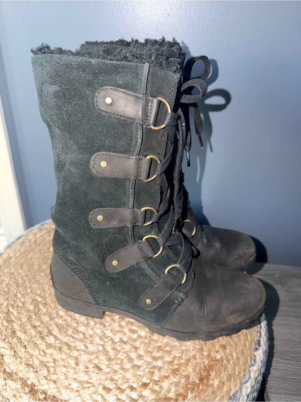 Sorel Emelie Lace Boots Black Suede